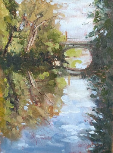 Painting titled "D'un pont à l'autre" by Karen Garnaud, Original Artwork, Oil