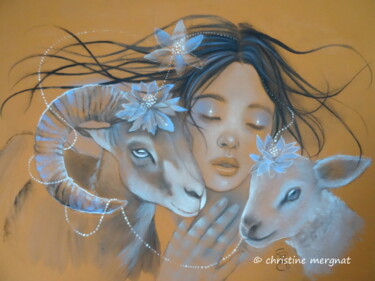 Peinture intitulée ""consolation"" par Christine Mergnat, Œuvre d'art originale, Pastel