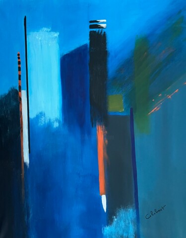 Peinture intitulée "La nuit tombe sur l…" par Françoise Colobert, Œuvre d'art originale, Acrylique Monté sur Châssis en bois