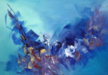 Painting titled "Enchanted Waves I" by Paresh Nrshinga F R S A, Original Artwork, Acrylic Mounted on Wood Stretcher frame