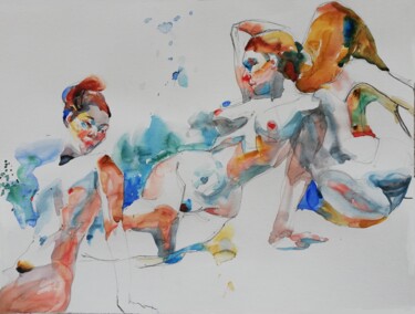 Painting titled "On the Beach XXII" by Jelena Djokic, Original Artwork, Watercolor