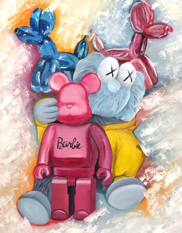 Painting titled "Colorful dreams" by Anna Kazmina, Original Artwork, Oil Mounted on Wood Stretcher frame