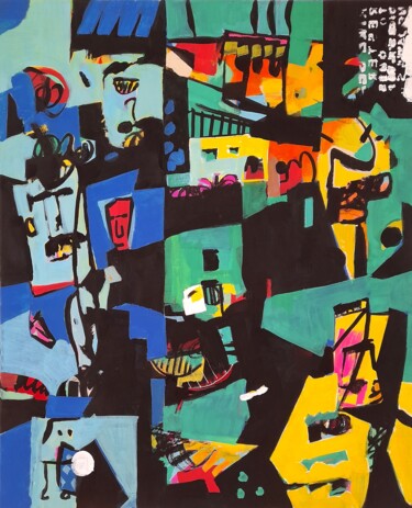 Painting titled "Inka" by Herve Jonas, Original Artwork, Acrylic Mounted on Wood Stretcher frame