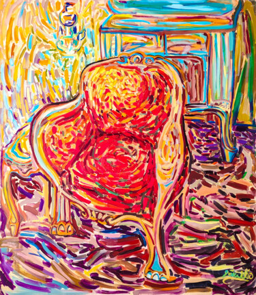 Armchair Series III Schilderij getiteld "Armchair Series III" door Göknil Gümüş Sungurtekin, Origineel Kunstwerk, Olie Gemonteerd op Frame voor…
