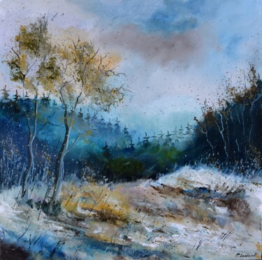 Painting titled "November in my coun…" by Pol Ledent, Original Artwork, Oil Mounted on Wood Stretcher frame