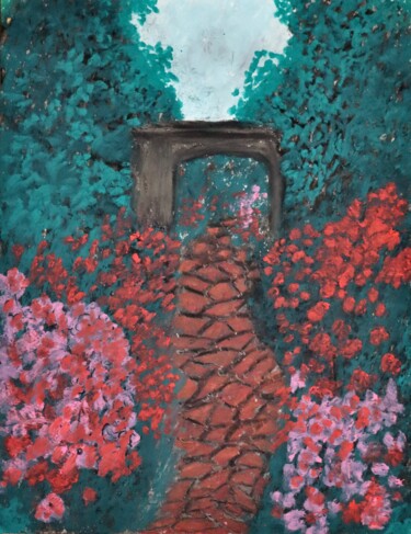 Картина под названием "My garden 001" - Alicia Lopez, Подлинное произведение искусства, Пастель