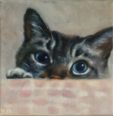 Pittura intitolato "Peekaboo III" da Ying Zhang, Opera d'arte originale, Olio Montato su Telaio per barella in legno