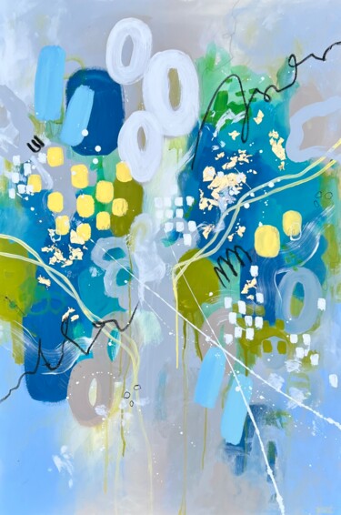 Painting titled "Moss and water" by Iveta Ježek, Original Artwork, Acrylic