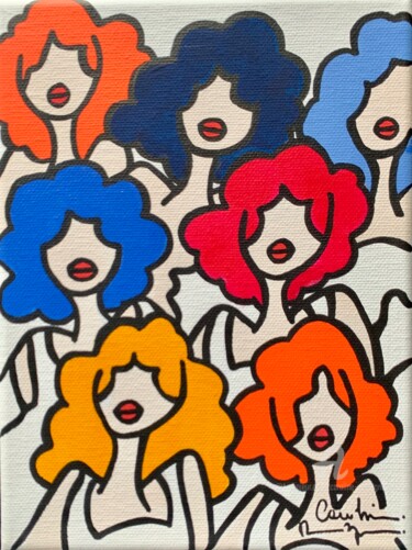Peinture intitulée "Bouclettes fever" par Caroline Montigneaux, Œuvre d'art originale, Acrylique Monté sur Châssis en bois