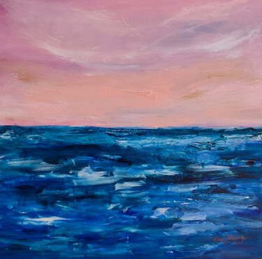 Painting titled "Calme au crépuscule…" by Âme Sauvage, Original Artwork, Acrylic Mounted on Other rigid panel