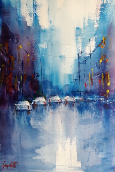 Schilderij getiteld "an imaginary city 72" door Giorgio Gosti, Origineel Kunstwerk, Aquarel