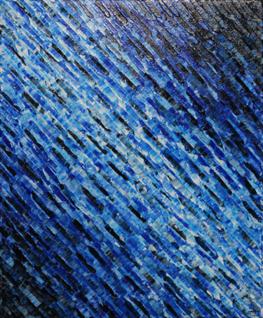 Diagonale bleue. Malarstwo zatytułowany „Diagonale bleue.” autorstwa Jonathan Pradillon, Oryginalna praca, Akryl Zamontowany na Drewniana ram…