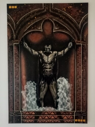 Painting titled "Bodybuilding" by Thierry Turco (Damodar), Original Artwork, Acrylic Mounted on Wood Stretcher frame
