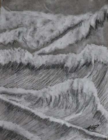 "Raging waves 055" başlıklı Resim Alicia Lopez tarafından, Orijinal sanat, Karakalem