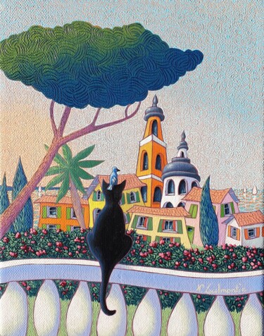 Peinture intitulée "Chatmis" par Valerie Lacalmontie, Œuvre d'art originale, Huile