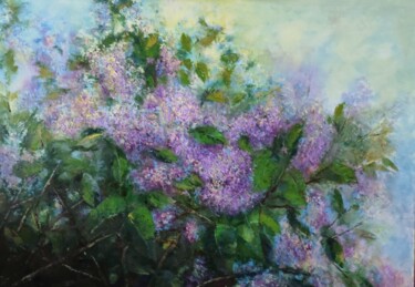 Schilderij getiteld "кусты сирени" door Svetlana Dushina, Origineel Kunstwerk, Olie