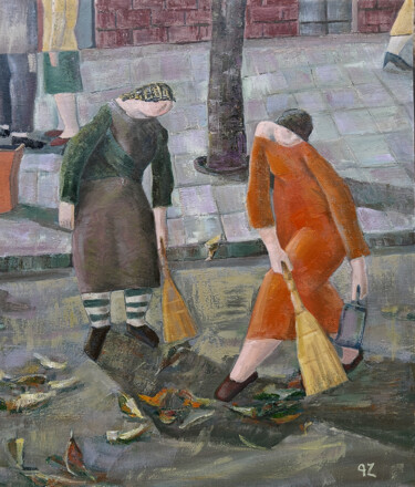 Quiet Work Painting titled "Quiet Work" by Gegham Hunanyan, Original Artwork, Oil Mounted on Wood Stretcher frame