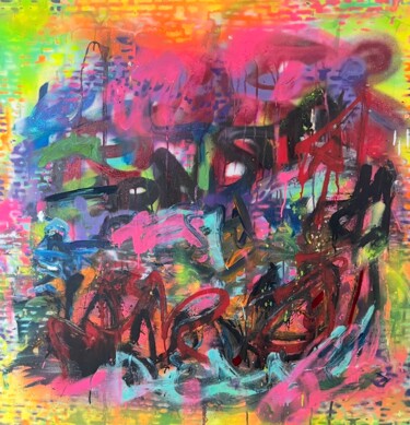 Peinture intitulée "Sauvage" par Muriel Deumie, Œuvre d'art originale, Bombe aérosol Monté sur Châssis en bois
