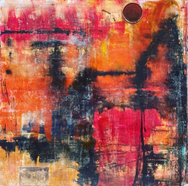 Painting titled "Moon" by Michael López, Original Artwork, Acrylic Mounted on Wood Stretcher frame