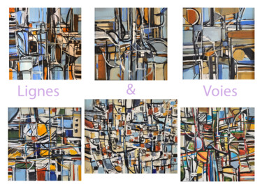 Painting titled "Lignes et Voies - A…" by Muriel Cayet, Original Artwork, Acrylic