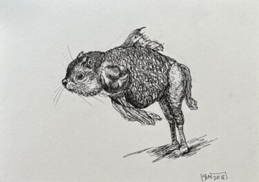 Dessin intitulée "U-The body in piece…" par Leni Smoragdova, Œuvre d'art originale, Marqueur