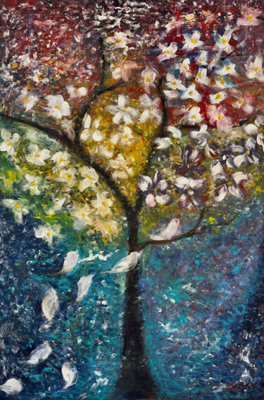 Malerei mit dem Titel "Lebensbaum" von Eda Groneberg, Original-Kunstwerk, Öl