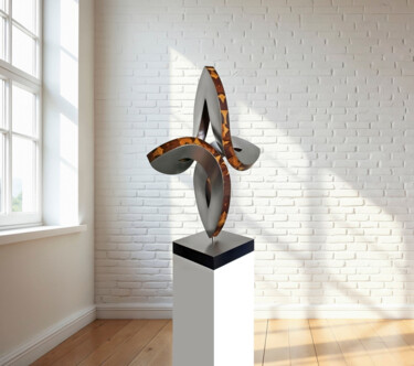 Sculpture intitulée "Vertikale Begegnung…" par Nikolaus Weiler, Œuvre d'art originale, Métaux