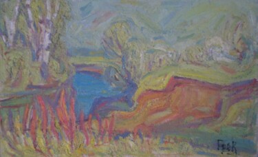 Pittura intitolato "Крутой берег" da Valerij Gren Ko, Opera d'arte originale, Olio