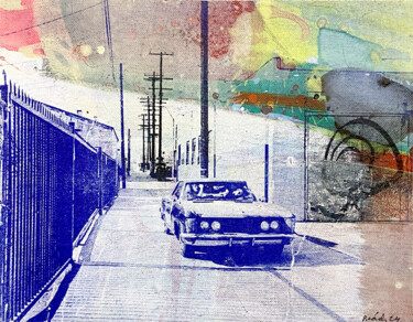 Printmaking titled "A car foll of youth…" by Petr Beranek, Original Artwork, Monotype Mounted on Cardboard