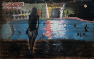 Painting titled "PoolParty." by Andy Schweigard, Original Artwork, Oil