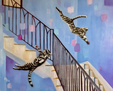 The meta cats Schilderij getiteld "The meta cats" door Elena Ushanova, Origineel Kunstwerk, Olie