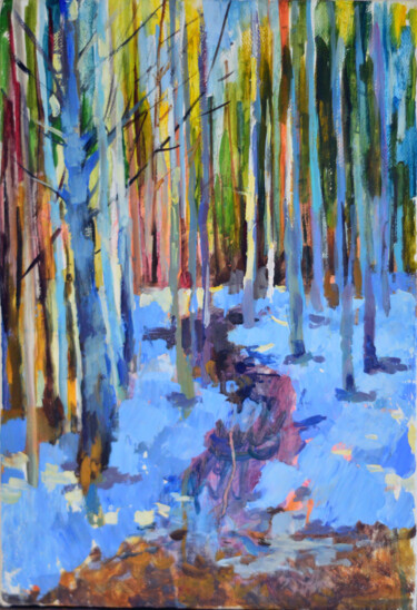 「Young forest」というタイトルの絵画 Olga Savelovaによって, オリジナルのアートワーク, オイル