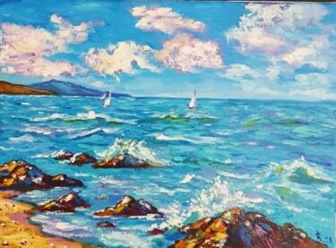 California coastal seascape oil painting Картина под названием "California coastal…" - Vladislava Kovalenko, Подлинное произведение искусства, Масло Установлен на Де…