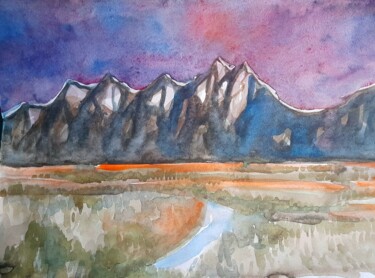 绘画 标题为“Northen mountains” 由Alexey Zhucovsky, 原创艺术品, 水彩