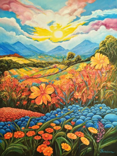 SUN OF ECUADOR Pittura intitolato "SUN OF ECUADOR" da Svetlana Sokolova, Opera d'arte originale, Olio Montato su Telaio per barella in legno