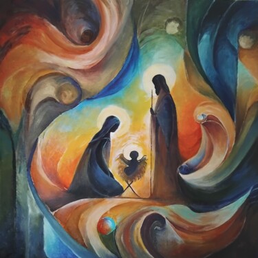 Pittura intitolato "Natività" da Mariacristina Valletti, Opera d'arte originale, Acrilico Montato su artwork_cat.