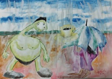 绘画 标题为“On the Beach” 由Joao Andrade Rebelo, 原创艺术品, 水彩