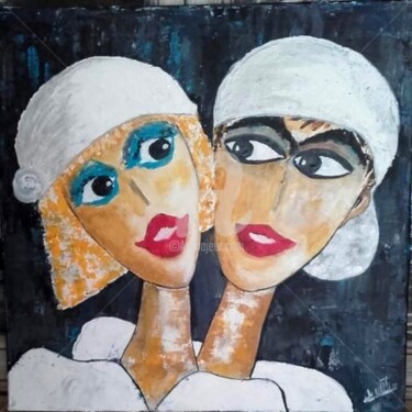Peinture intitulée "A deux" par Nicole Carretier, Œuvre d'art originale, Acrylique