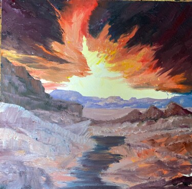 Ζωγραφική με τίτλο "" Hot Sauce Sunset "" από Colleen Angerer, Αυθεντικά έργα τέχνης, Λάδι
