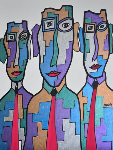 Pintura intitulada "FAM. HOGEN" por Oliver Klam, Obras de arte originais, Acrílico