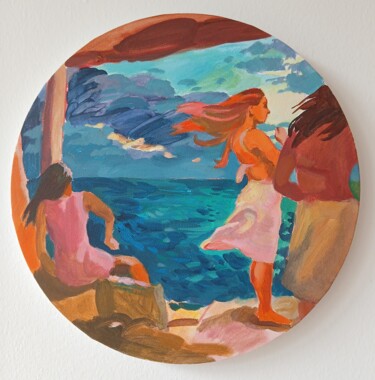 제목이 "The girl with flowi…"인 미술작품 Marina Lukianova로, 원작, 아크릴 판지에 장착됨