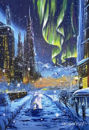 Painting titled "Ice" by Svetlana Yesilyurt, Original Artwork, Acrylic Mounted on Wood Stretcher frame