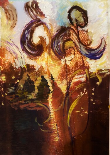 Painting titled "Flower" by Gulshat Sobgayda, Original Artwork, Oil