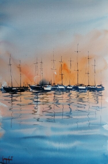 Pintura intitulada "boats 94" por Giorgio Gosti, Obras de arte originais, Aquarela