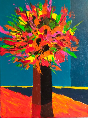 Peinture intitulée "Fleurs 2" par Hubert Bridoux, Œuvre d'art originale, Acrylique