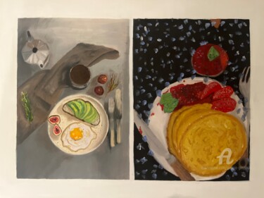 Pittura intitolato "The breakfast club" da Giorgia Gasparini, Opera d'arte originale, Olio Montato su Altro pannello rigido