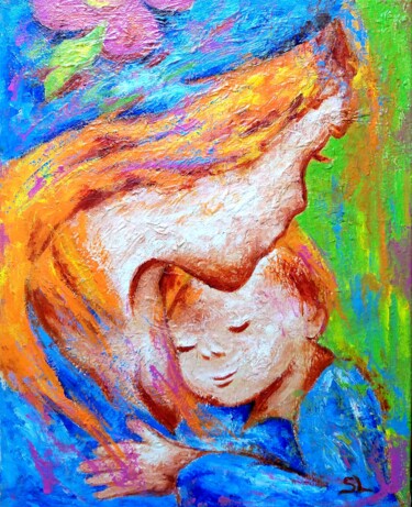 제목이 "Dans les bras de Ma…"인 미술작품 Sandrine Lefebvre로, 원작, 아크릴 나무 들것 프레임에 장착됨