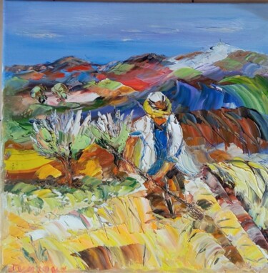 제목이 "LE MONT VENTOUS LES…"인 미술작품 Jean Pierre Jumeaux로, 원작, 기름 나무 들것 프레임에 장착됨