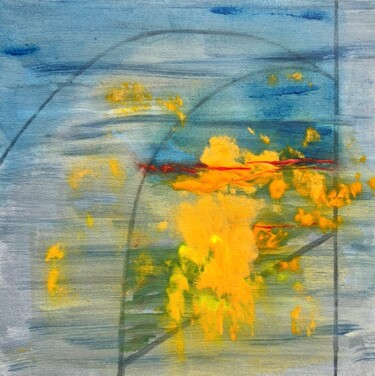 Ζωγραφική με τίτλο "Coucher de soleil s…" από Jacqueline Poitevin, Αυθεντικά έργα τέχνης, Ακρυλικό Τοποθετήθηκε στο Ξύλινο φ…