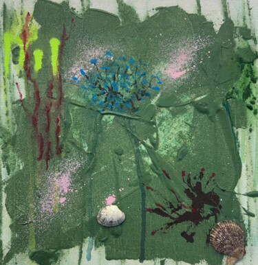 Painting titled "De retour de la pêc…" by Jacqueline Poitevin, Original Artwork, Acrylic Mounted on Wood Stretcher frame